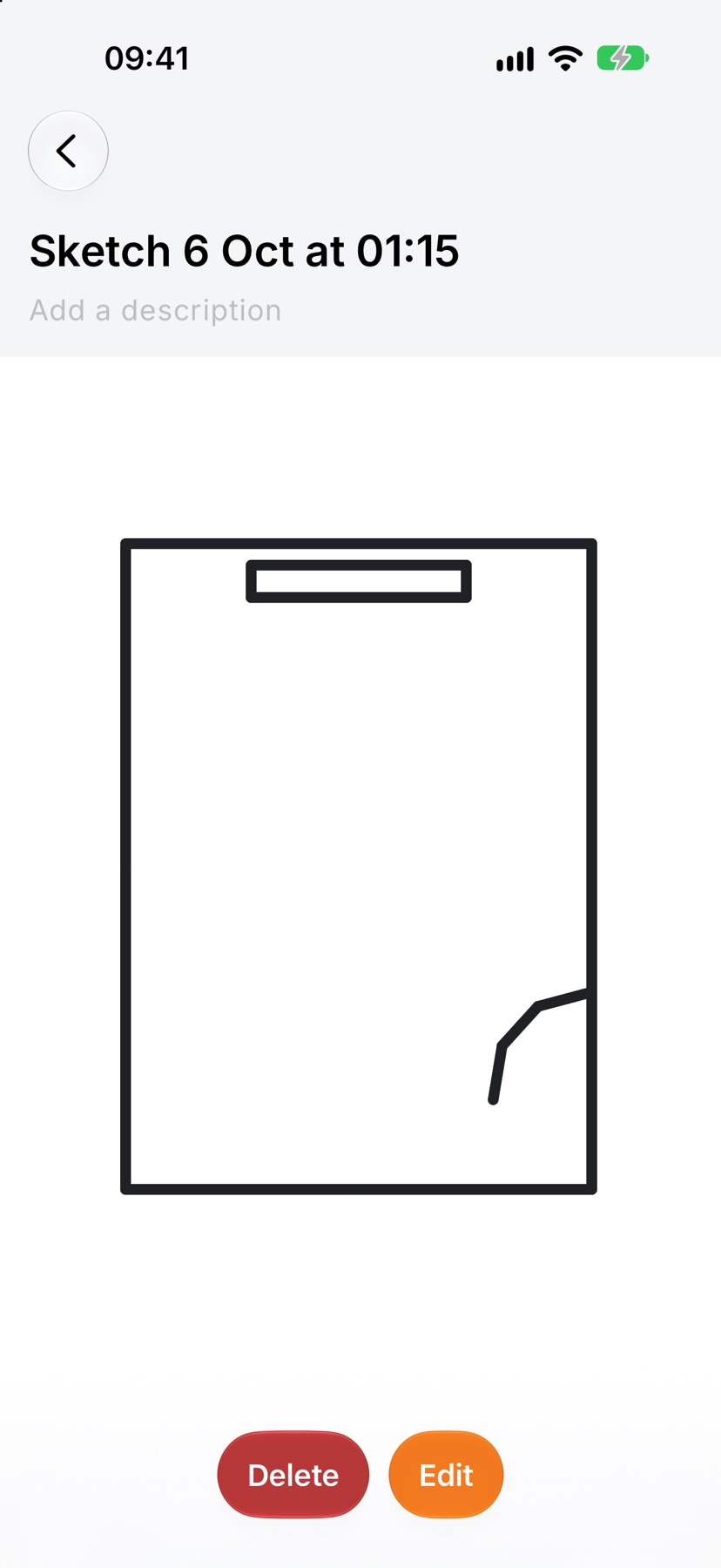A saved sketch open in preview with a description line under it